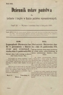 Dziennik Ustaw Państwa dla Królestw i Krajów w Radzie Państwa Reprezentowanych. 1911, cz. 90