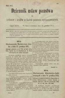 Dziennik Ustaw Państwa dla Królestw i Krajów w Radzie Państwa Reprezentowanych. 1911, cz. 96