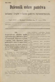 Dziennik Ustaw Państwa dla Królestw i Krajów w Radzie Państwa Reprezentowanych. 1912, cz. 24