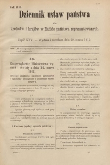 Dziennik Ustaw Państwa dla Królestw i Krajów w Radzie Państwa Reprezentowanych. 1912, cz. 25