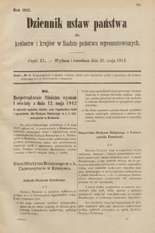Dziennik Ustaw Państwa dla Królestw i Krajów w Radzie Państwa Reprezentowanych. 1912, cz. 40