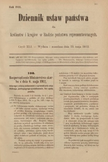 Dziennik Ustaw Państwa dla Królestw i Krajów w Radzie Państwa Reprezentowanych. 1912, cz. 41
