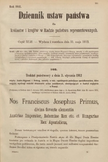 Dziennik Ustaw Państwa dla Królestw i Krajów w Radzie Państwa Reprezentowanych. 1912, cz. 42