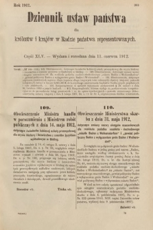 Dziennik Ustaw Państwa dla Królestw i Krajów w Radzie Państwa Reprezentowanych. 1912, cz. 45