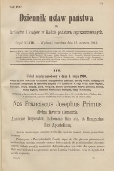 Dziennik Ustaw Państwa dla Królestw i Krajów w Radzie Państwa Reprezentowanych. 1912, cz. 48