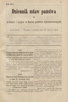 Dziennik Ustaw Państwa dla Królestw i Krajów w Radzie Państwa Reprezentowanych. 1912, cz. 49