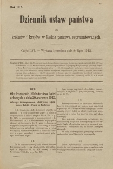 Dziennik Ustaw Państwa dla Królestw i Krajów w Radzie Państwa Reprezentowanych. 1912, cz. 56