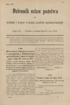 Dziennik Ustaw Państwa dla Królestw i Krajów w Radzie Państwa Reprezentowanych. 1912, cz. 59
