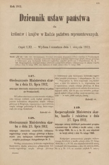 Dziennik Ustaw Państwa dla Królestw i Krajów w Radzie Państwa Reprezentowanych. 1912, cz. 61