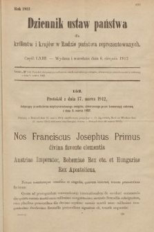 Dziennik Ustaw Państwa dla Królestw i Krajów w Radzie Państwa Reprezentowanych. 1912, cz. 63