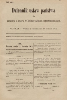 Dziennik Ustaw Państwa dla Królestw i Krajów w Radzie Państwa Reprezentowanych. 1912, cz. 70