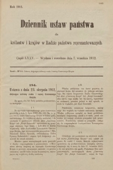 Dziennik Ustaw Państwa dla Królestw i Krajów w Radzie Państwa Reprezentowanych. 1912, cz. 75