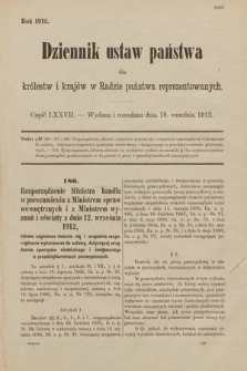 Dziennik Ustaw Państwa dla Królestw i Krajów w Radzie Państwa Reprezentowanych. 1912, cz. 77