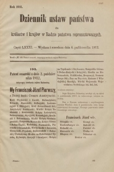 Dziennik Ustaw Państwa dla Królestw i Krajów w Radzie Państwa Reprezentowanych. 1912, cz. 81