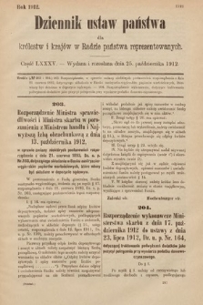 Dziennik Ustaw Państwa dla Królestw i Krajów w Radzie Państwa Reprezentowanych. 1912, cz. 85