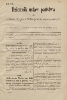 Dziennik Ustaw Państwa dla Królestw i Krajów w Radzie Państwa Reprezentowanych. 1912, cz. 92