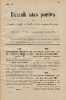 Dziennik Ustaw Państwa dla Królestw i Krajów w Radzie Państwa Reprezentowanych. 1912, cz. 95
