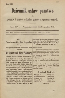 Dziennik Ustaw Państwa dla Królestw i Krajów w Radzie Państwa Reprezentowanych. 1912, cz. 96