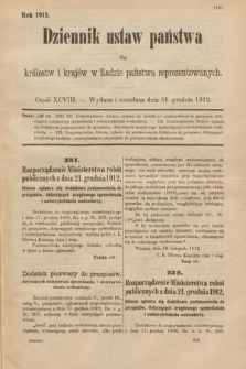 Dziennik Ustaw Państwa dla Królestw i Krajów w Radzie Państwa Reprezentowanych. 1912, cz. 98