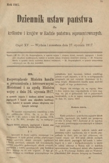 Dziennik Ustaw Państwa dla Królestw i Krajów w Radzie Państwa Reprezentowanych. 1917, cz. 15