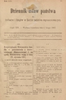 Dziennik Ustaw Państwa dla Królestw i Krajów w Radzie Państwa Reprezentowanych. 1917, cz. 19