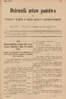 Dziennik Ustaw Państwa dla Królestw i Krajów w Radzie Państwa Reprezentowanych. 1917, cz. 45
