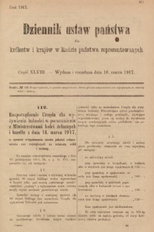Dziennik Ustaw Państwa dla Królestw i Krajów w Radzie Państwa Reprezentowanych. 1917, cz. 48