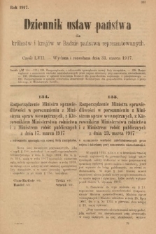 Dziennik Ustaw Państwa dla Królestw i Krajów w Radzie Państwa Reprezentowanych. 1917, cz. 57
