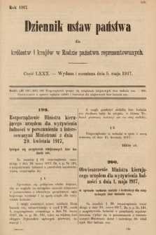 Dziennik Ustaw Państwa dla Królestw i Krajów w Radzie Państwa Reprezentowanych. 1917, cz. 80