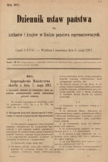 Dziennik Ustaw Państwa dla Królestw i Krajów w Radzie Państwa Reprezentowanych. 1917, cz. 81