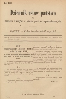 Dziennik Ustaw Państwa dla Królestw i Krajów w Radzie Państwa Reprezentowanych. 1917, cz. 96