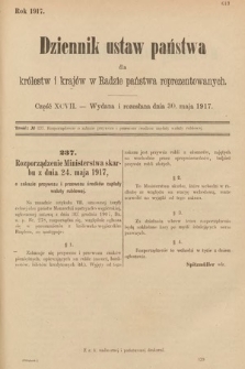 Dziennik Ustaw Państwa dla Królestw i Krajów w Radzie Państwa Reprezentowanych. 1917, cz. 97