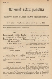 Dziennik Ustaw Państwa dla Królestw i Krajów w Radzie Państwa Reprezentowanych. 1917, cz. 114