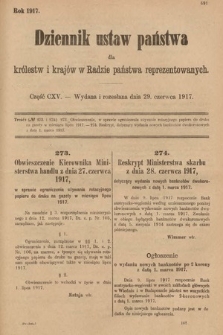 Dziennik Ustaw Państwa dla Królestw i Krajów w Radzie Państwa Reprezentowanych. 1917, cz. 115