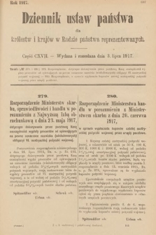 Dziennik Ustaw Państwa dla Królestw i Krajów w Radzie Państwa Reprezentowanych. 1917, cz. 117