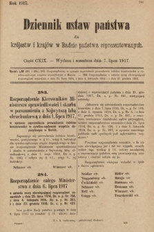 Dziennik Ustaw Państwa dla Królestw i Krajów w Radzie Państwa Reprezentowanych. 1917, cz. 119