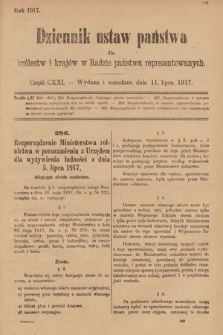 Dziennik Ustaw Państwa dla Królestw i Krajów w Radzie Państwa Reprezentowanych. 1917, cz. 121