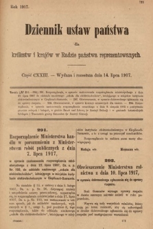 Dziennik Ustaw Państwa dla Królestw i Krajów w Radzie Państwa Reprezentowanych. 1917, cz. 123