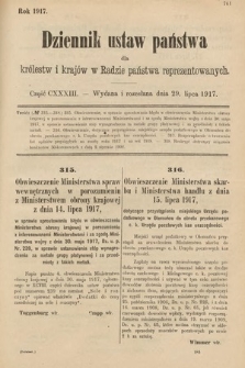Dziennik Ustaw Państwa dla Królestw i Krajów w Radzie Państwa Reprezentowanych. 1917, cz. 133