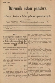 Dziennik Ustaw Państwa dla Królestw i Krajów w Radzie Państwa Reprezentowanych. 1917, cz. 137