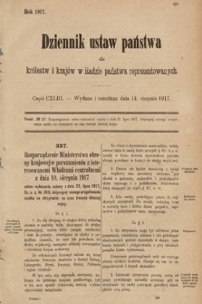 Dziennik Ustaw Państwa dla Królestw i Krajów w Radzie Państwa Reprezentowanych. 1917, cz. 143