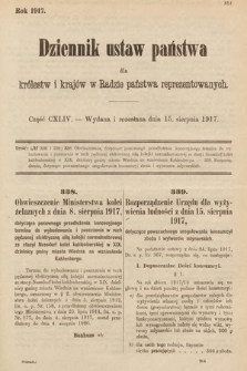 Dziennik Ustaw Państwa dla Królestw i Krajów w Radzie Państwa Reprezentowanych. 1917, cz. 144