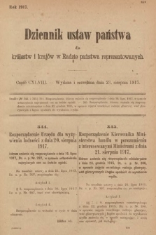 Dziennik Ustaw Państwa dla Królestw i Krajów w Radzie Państwa Reprezentowanych. 1917, cz. 148