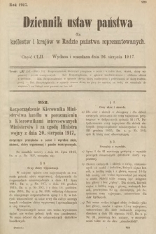 Dziennik Ustaw Państwa dla Królestw i Krajów w Radzie Państwa Reprezentowanych. 1917, cz. 152
