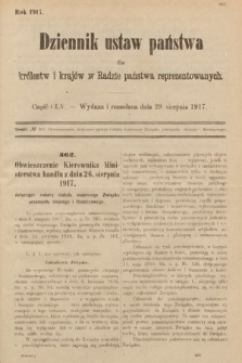 Dziennik Ustaw Państwa dla Królestw i Krajów w Radzie Państwa Reprezentowanych. 1917, cz. 155