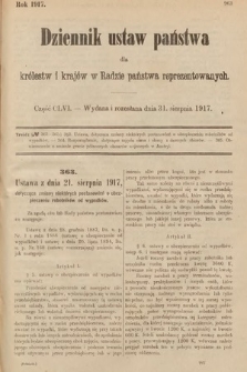 Dziennik Ustaw Państwa dla Królestw i Krajów w Radzie Państwa Reprezentowanych. 1917, cz. 156