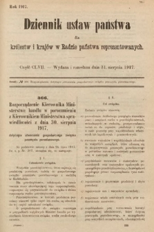 Dziennik Ustaw Państwa dla Królestw i Krajów w Radzie Państwa Reprezentowanych. 1917, cz. 157