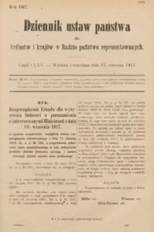 Dziennik Ustaw Państwa dla Królestw i Krajów w Radzie Państwa Reprezentowanych. 1917, cz. 165