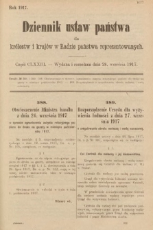 Dziennik Ustaw Państwa dla Królestw i Krajów w Radzie Państwa Reprezentowanych. 1917, cz. 173
