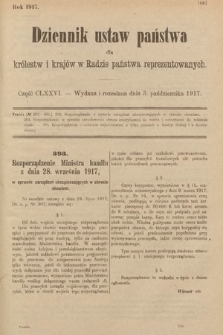 Dziennik Ustaw Państwa dla Królestw i Krajów w Radzie Państwa Reprezentowanych. 1917, cz. 176